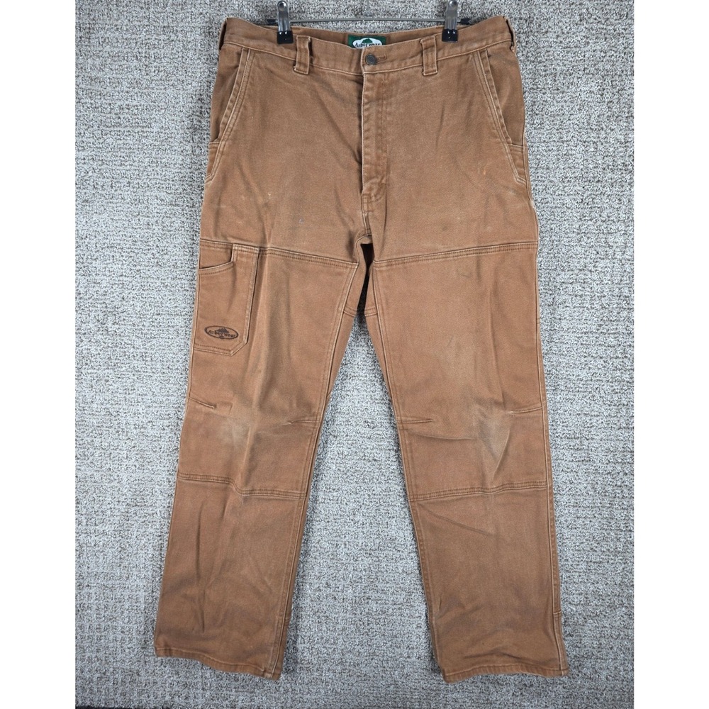 Arborwear Mens‎ Canvas Work Utility Cargo Pants Brown Double Knee Size 34x32
